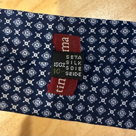Tino Cosma Navy and White Geometric Tie - Picture 4 of 5
